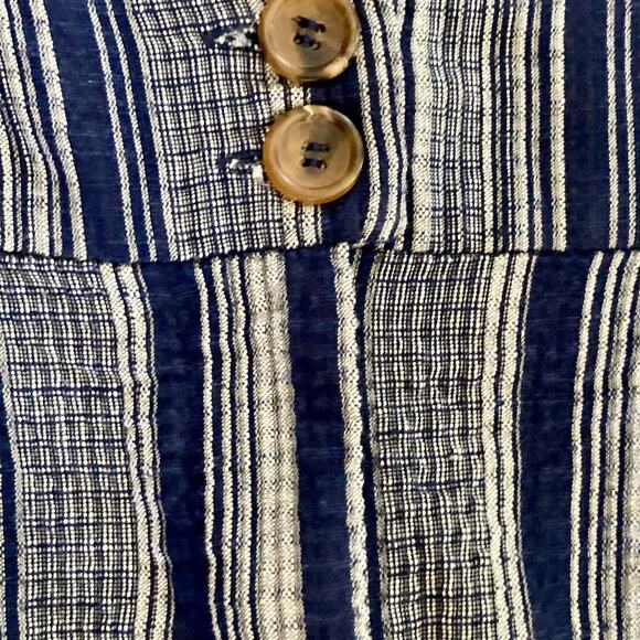 Harper Heritage Linen Blend Blue Striped Boyfriend Shorts LG Nautical Coastal - Picture 4 of 8
